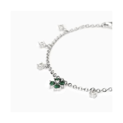 Bracciale in argento con quadrifoglio e smeraldi sintetici [a5cafa84]