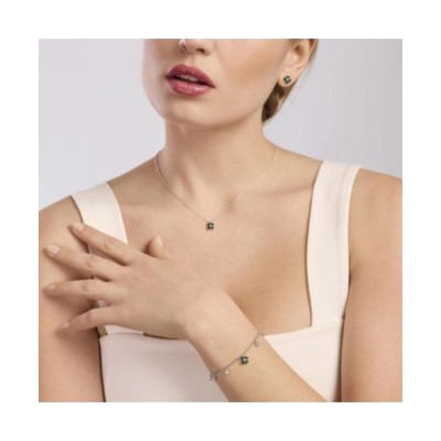 Bracciale in argento con quadrifoglio e smeraldi sintetici [a09abd9a]