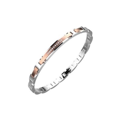 Bracciale Uomo in Acciaio con pvd Rosè e Zirconi Bianchi EHB359 [80c0aa14]