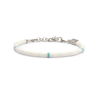 Bracciale con dischetti conchiglie bianche e turchesi 13BR131-W [c1dbcd12]