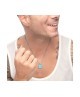 Collana catena grumetta con pendente turchese quadrato 13CN043-T [fe336060]