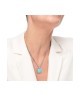 Collana catena grumetta con pendente turchese quadrato 13CN043-T [4c7ee67a]