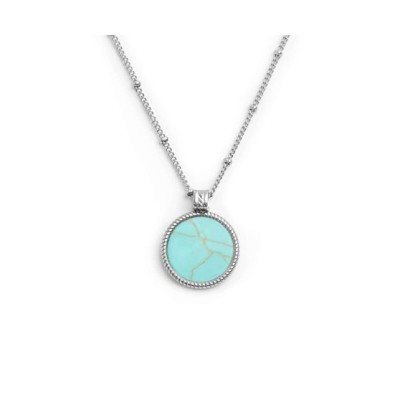 Collana catena grumetta con pendente turchese tondo 13CN044-T [333ec096]