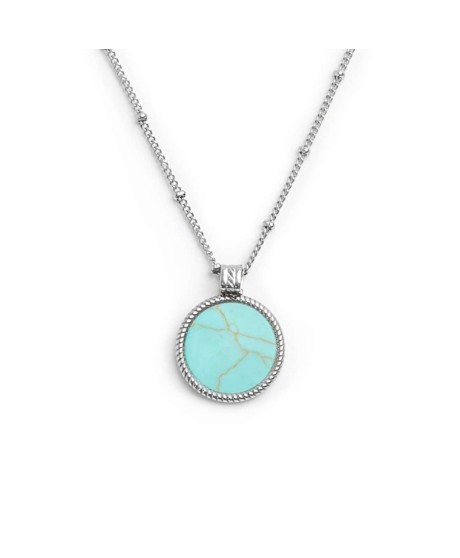Collana catena grumetta con pendente turchese tondo 13CN044-T [333ec096]