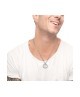 Collana catena grumetta con piastrina tonda pendente 13CN044-W [d4f02b9d]
