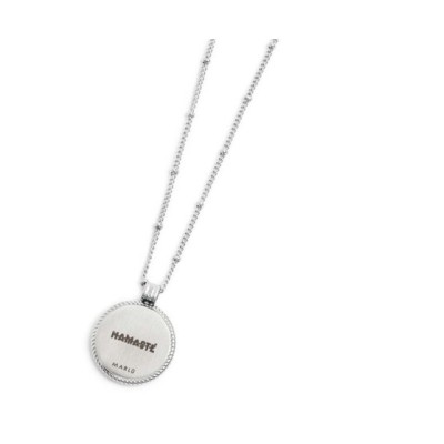 Collana catena grumetta con piastrina tonda pendente 13CN044-W [d1a06c83]