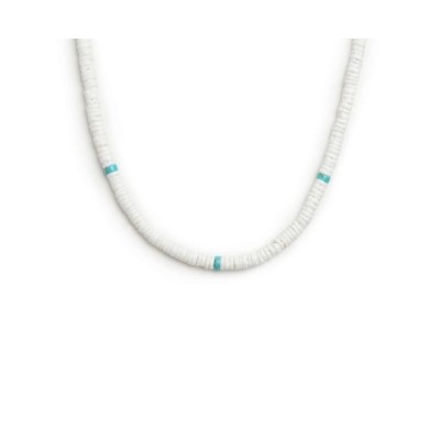 Collana con dischetti conchiglie bianche e turchesi 13CN045-W [37aca4dd]