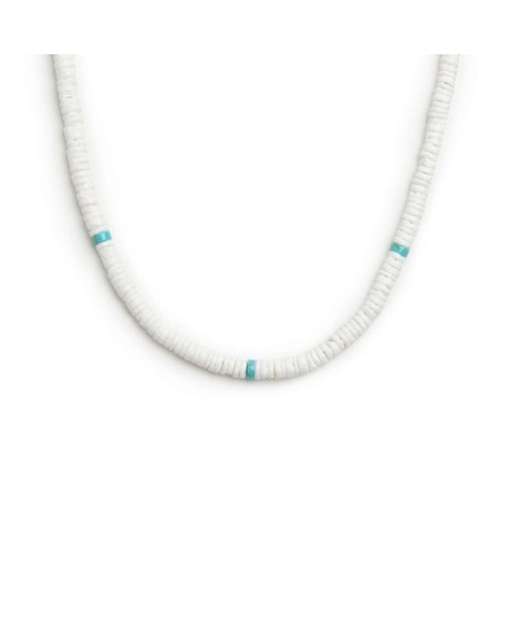 Collana con dischetti conchiglie bianche e turchesi 13CN045-W [37aca4dd]