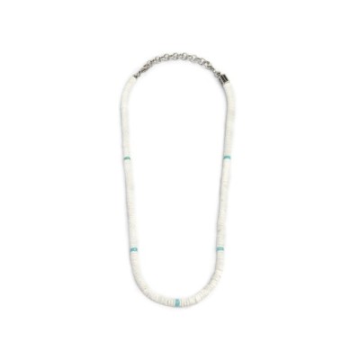 Collana con dischetti conchiglie bianche e turchesi 13CN045-W [5cc761ca]