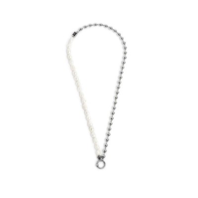 Collana perle fiume masticate con catena a sfere 13CO045-W [fd700586]