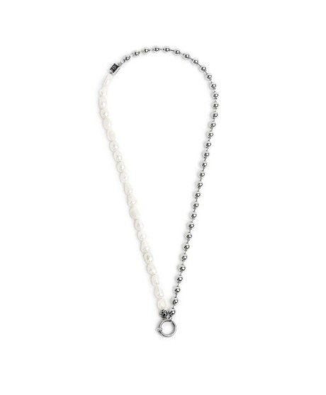 Collana perle fiume masticate con catena a sfere 13CO045-W [fd700586]