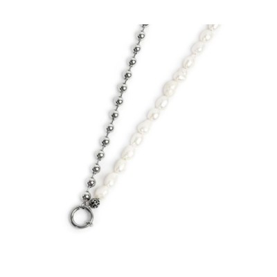 Collana perle fiume masticate con catena a sfere 13CO045-W [934b878f]