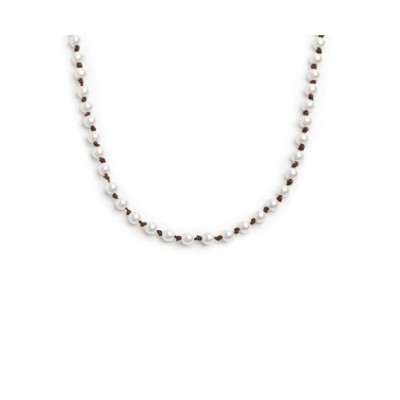 Collana cordino marrone con perle 13CO049-W [78f418e7]