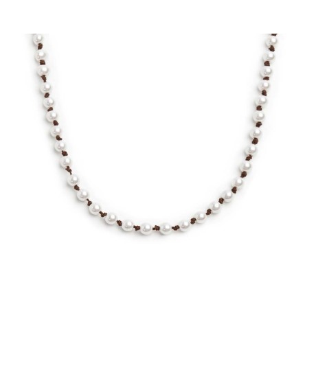 Collana cordino marrone con perle 13CO049-W [78f418e7]