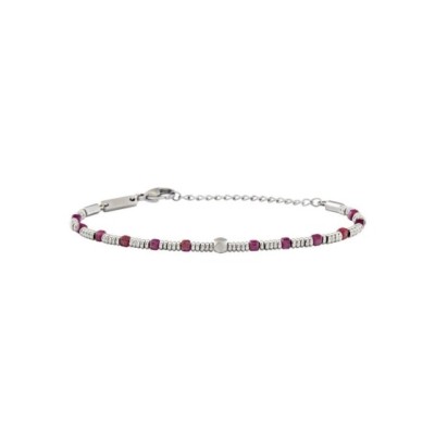 BRACCIALE IN ACCIAIO E RADICE DI RUBINO TJ3646 [4ae2cbbf]