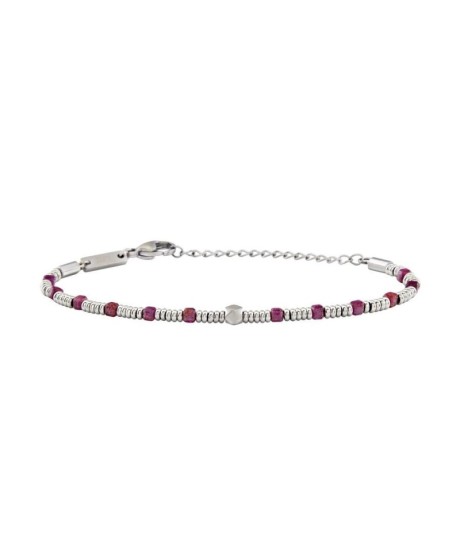 BRACCIALE IN ACCIAIO E RADICE DI RUBINO TJ3646 [4ae2cbbf]