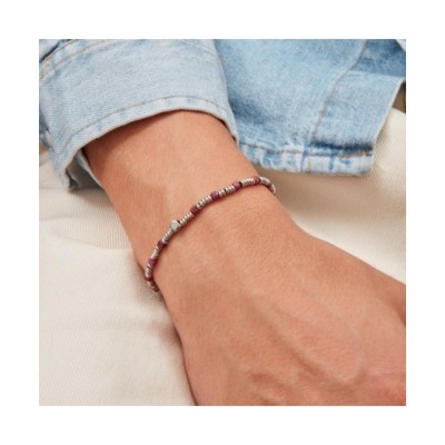 BRACCIALE IN ACCIAIO E RADICE DI RUBINO TJ3646 [24d949b6]