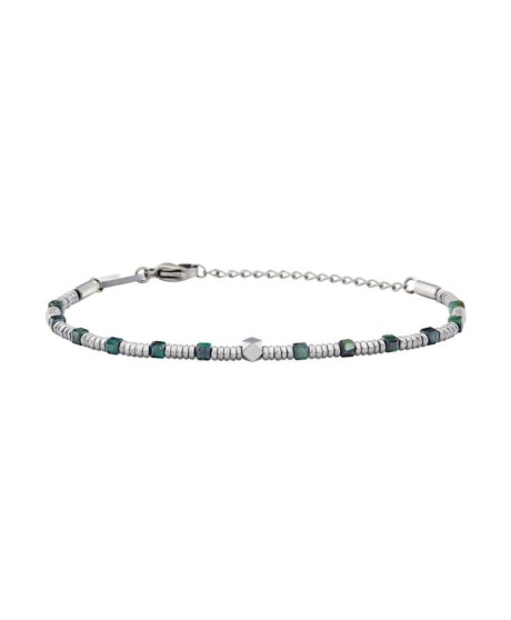 BRACCIALE UOMO IN ACCIAIO E RADICE DI SMERALDO TJ3647 [cd4e13be]