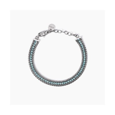 Bracciale con due catene e tennis azzurro 831027 [4976fcb4]