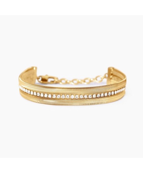 Bracciale dorato con doppia catena e tennis 831013 [3b76e9d3]