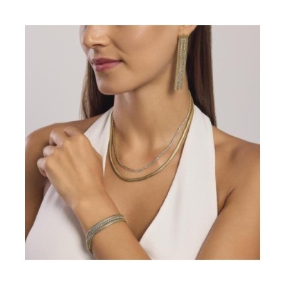 Bracciale dorato con doppia catena e tennis 831013 [501d2cc4]