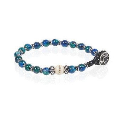 Bracciale Unisex in Argento con Lapis Afgano e Chiusura a Bottone LAB 067 [1be1bdfa]