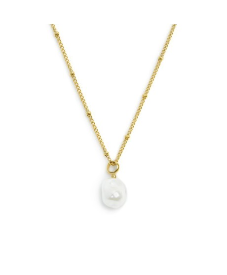Collana catena grumetta con sfere e perla irregolare pendente 33CN0035G-W [e489fbb5]