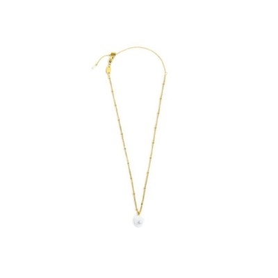 Collana catena grumetta con sfere e perla irregolare pendente 33CN0035G-W [8fe23ea2]