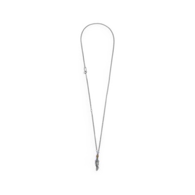 Collana Unisex piuma pendente con occhio di tigre ovale - 13CO0154-M [1b1a64b5]