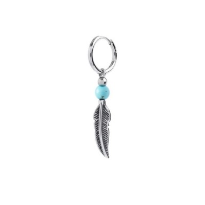 Orecchino a cerchio Unisex con sfera e piuma pendente 13OR025 [ed099d73]