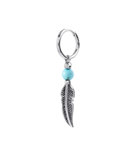 Orecchino a cerchio Unisex con sfera e piuma pendente 13OR025 [ed099d73]