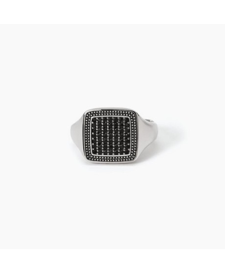 Anello chevalier con pavè nero PRIMO CAPITANO 523322 [cfdd3df5]
