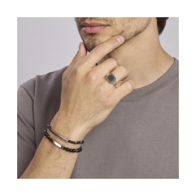 Anello chevalier con pavè nero PRIMO CAPITANO 523322 [a4b6f8e2]