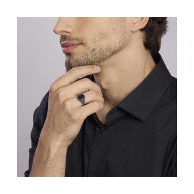 Anello chevalier con agata nera MASCALZONE 523325 [31f1f3e7]