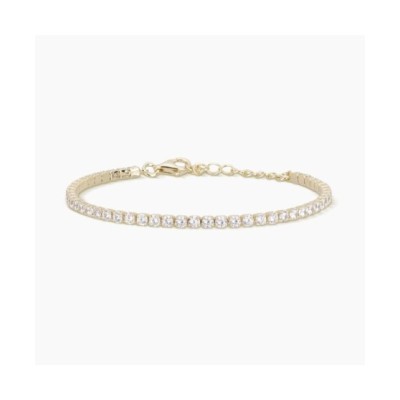 Bracciale tennis argento regolabile dorato con zirconi grandi 533328 [e8881eb7]