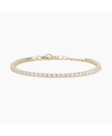 Bracciale tennis argento regolabile dorato con zirconi grandi 533328 [e8881eb7]