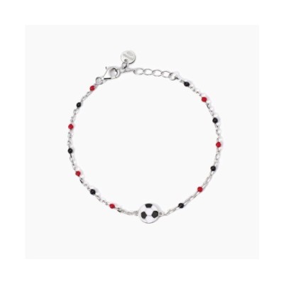 Bracciale con pallone e inserti rossi e neri W Il Football 533927 [5963236f]