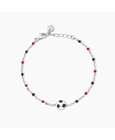 Bracciale con pallone e inserti rossi e neri W Il Football 533927 [5963236f]
