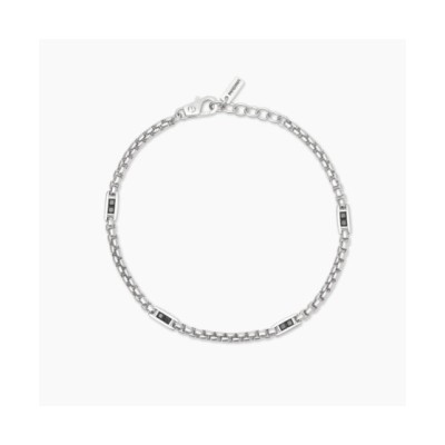 Bracciale con catena veneta e inserti neri Race 534084 [e0648661]