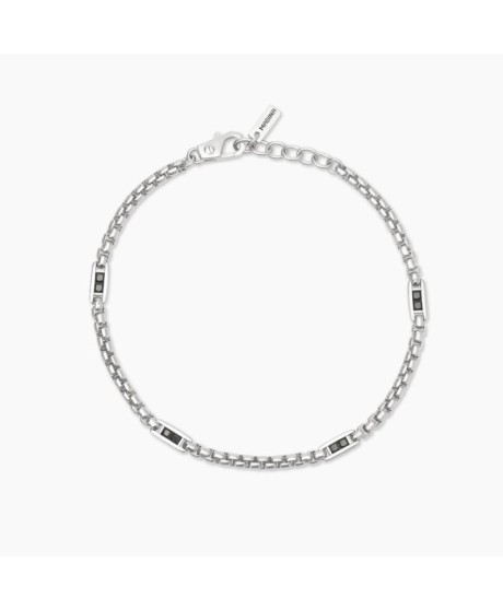 Bracciale con catena veneta e inserti neri Race 534084 [e0648661]