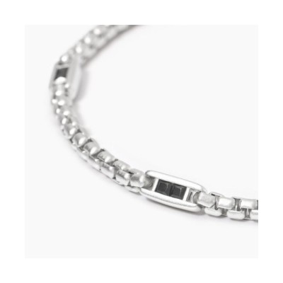 Bracciale con catena veneta e inserti neri Race 534084 [8e5f0468]