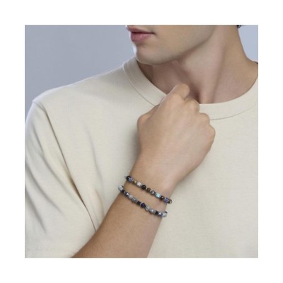 Bracciale uomo con agata nera e pietre Style 28 - 732300 [8b4b28a0]