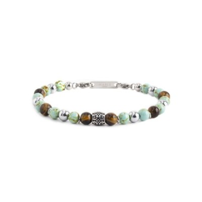 Bracciale in acciaio e sfere di pietra 13BR108 [e2e9bde0]