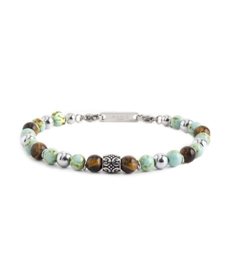 Bracciale in acciaio e sfere di pietra 13BR108 [e2e9bde0]