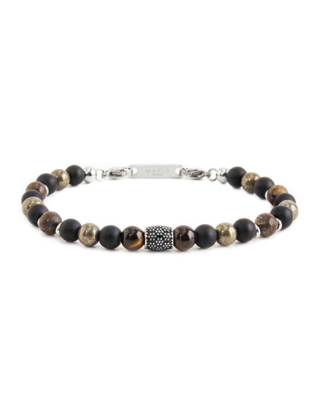 Bracciale in acciaio e sfere di pietre 13BR109 [01b532a0]