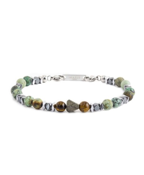 Bracciale in acciaio e sfere di pietra 13BR111 [7fbff3fa]