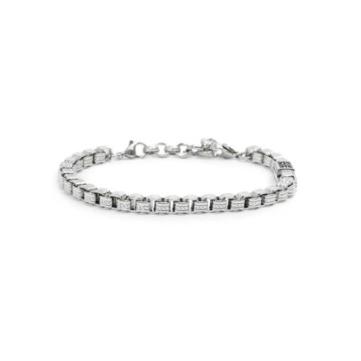 Bracciale in acciaio con catena box con trama 13BR122 [f187693a]
