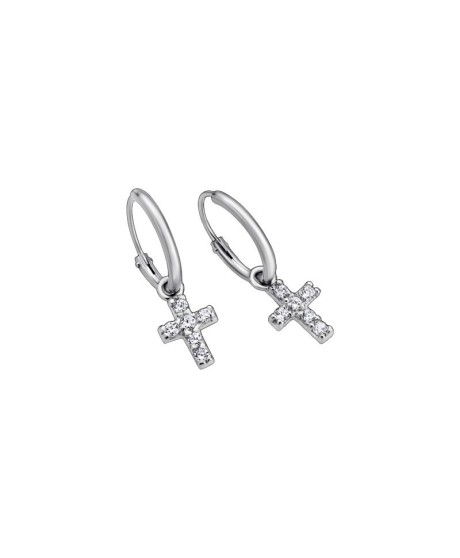 Orecchini Unisex Lotus Silver LP1243-4/1 In Argento Con Croce E Zirconi [f6969feb]